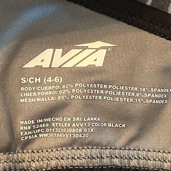 Womens Avia Begonia Black Gray Strappy Compression/Sports Bra Size Small 4/6 - Picture 3 of 4